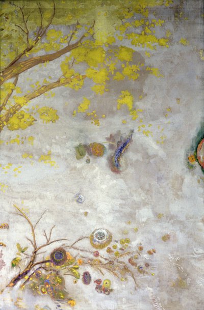Ramo de floração amarela, parte de uma tela, 1901 de Odilon Redon